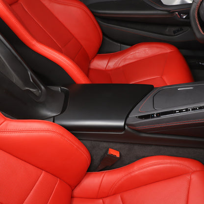 Matt Black ABS Center Console Armrest Box Cover For Corvette C8 2020-2026 1