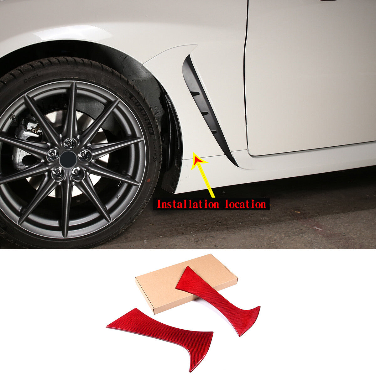 Red Car Side Door Fender Vent Air Wing Cover Trim For Subaru BRZ 2022-2023 12