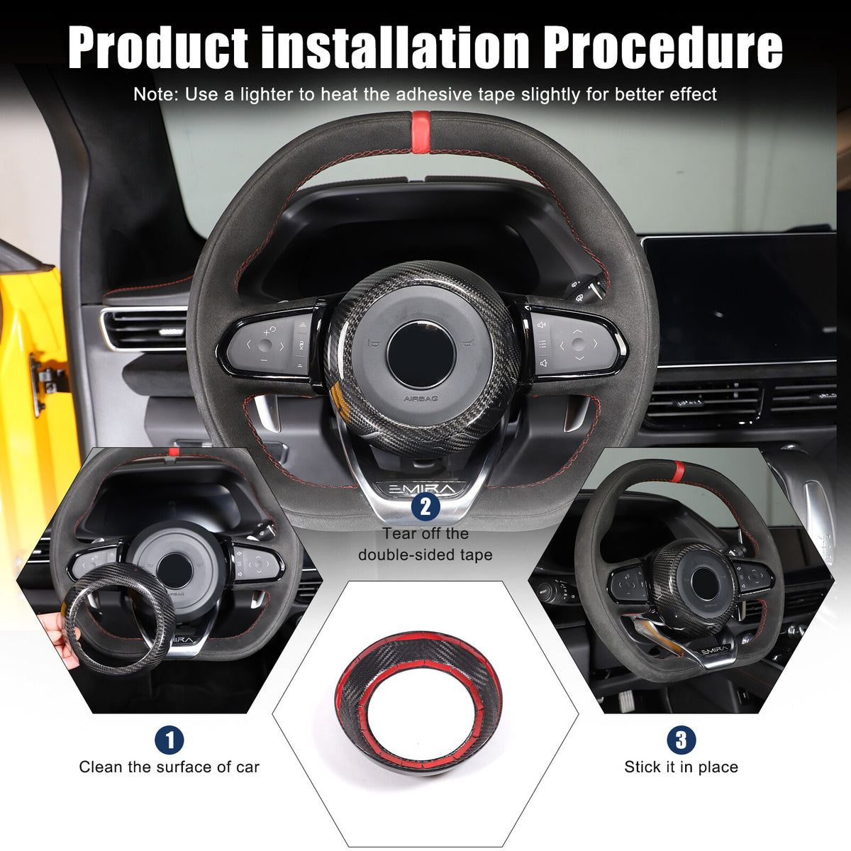 Real Carbon Fiber Steering Wheel Center Surround Cover For Lotus EMIRA 22-25 US 19