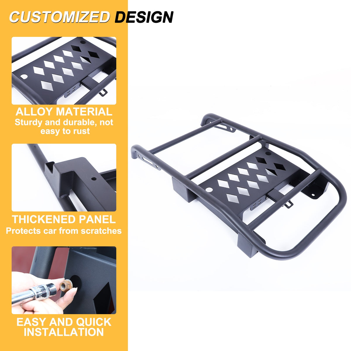 Black Carbon Steel Rear Trunk Middle Tail Ladder For Toyota FJ Cruiser 2007-2021 13