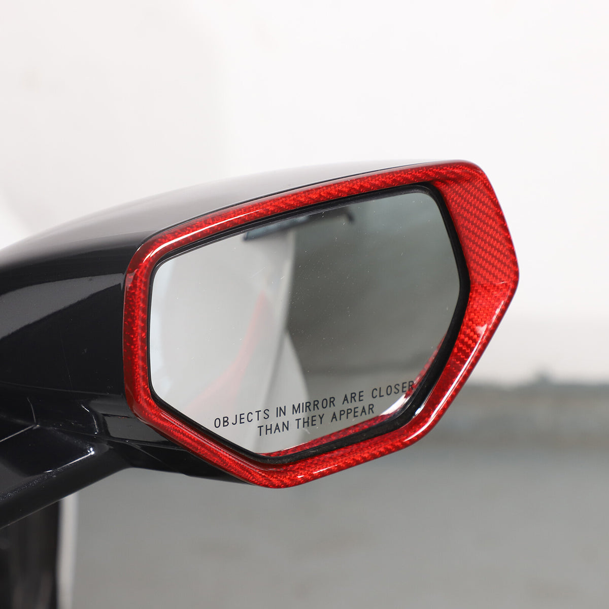 Red Real Carbon Fiber Side View Mirror Frame Cover Trim For Corvette C8 20-26 4