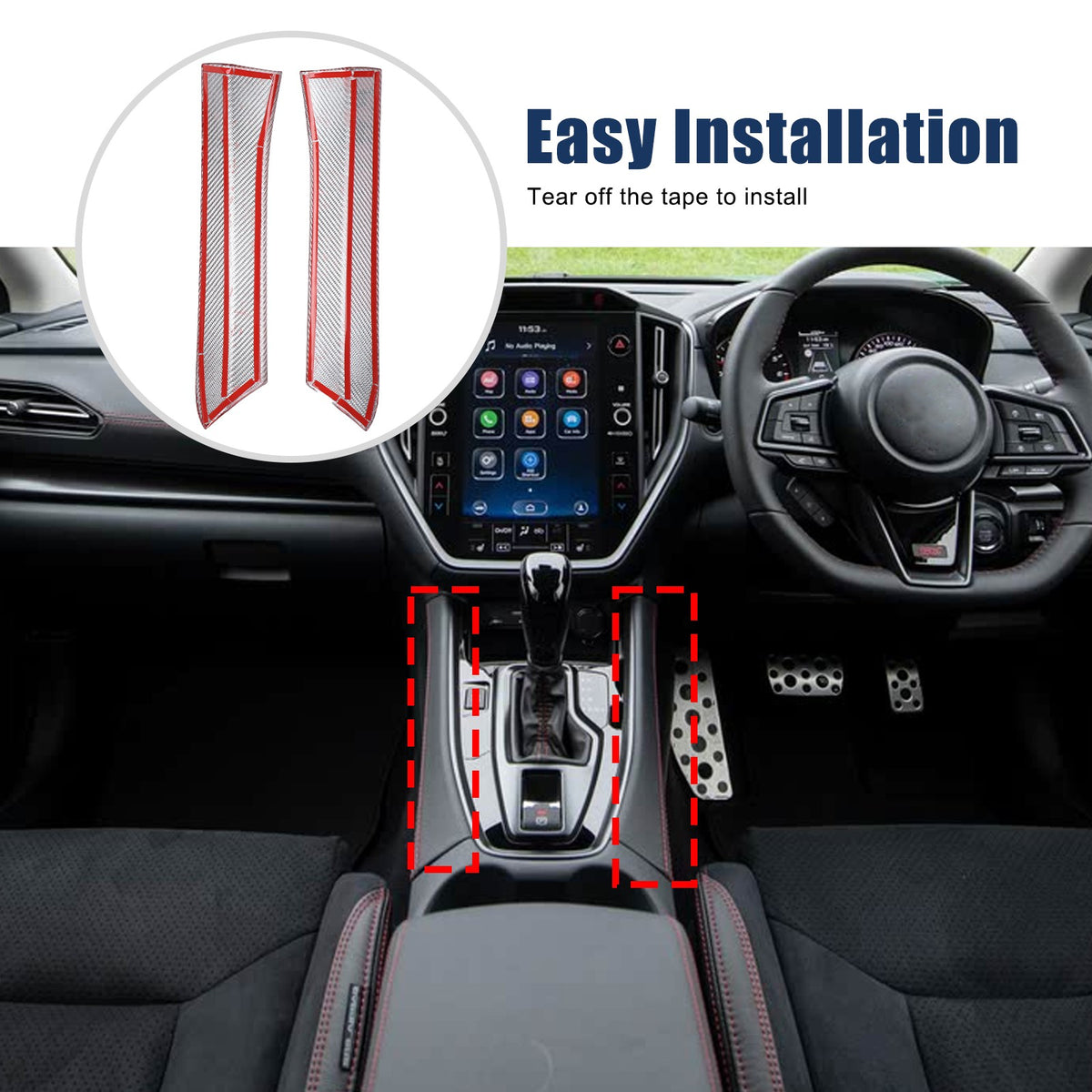 Red Real Carbon Fiber Gear Shift Side Panel Trim For Subaru WRX VB AT 2022+ 17