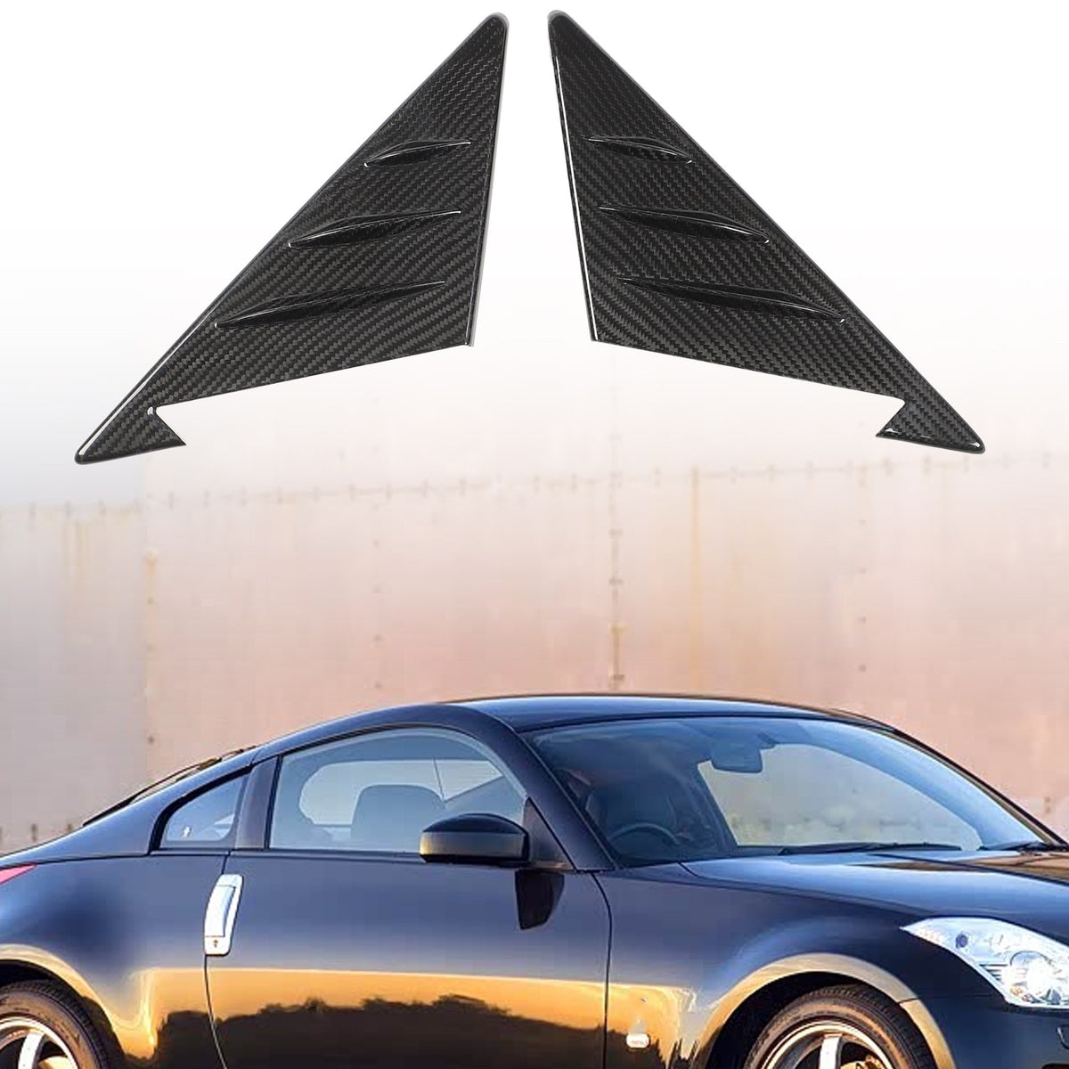 Real Carbon Fiber A-Pillar Triangle Trim For Nissan 350Z Z33 2003-2006 11