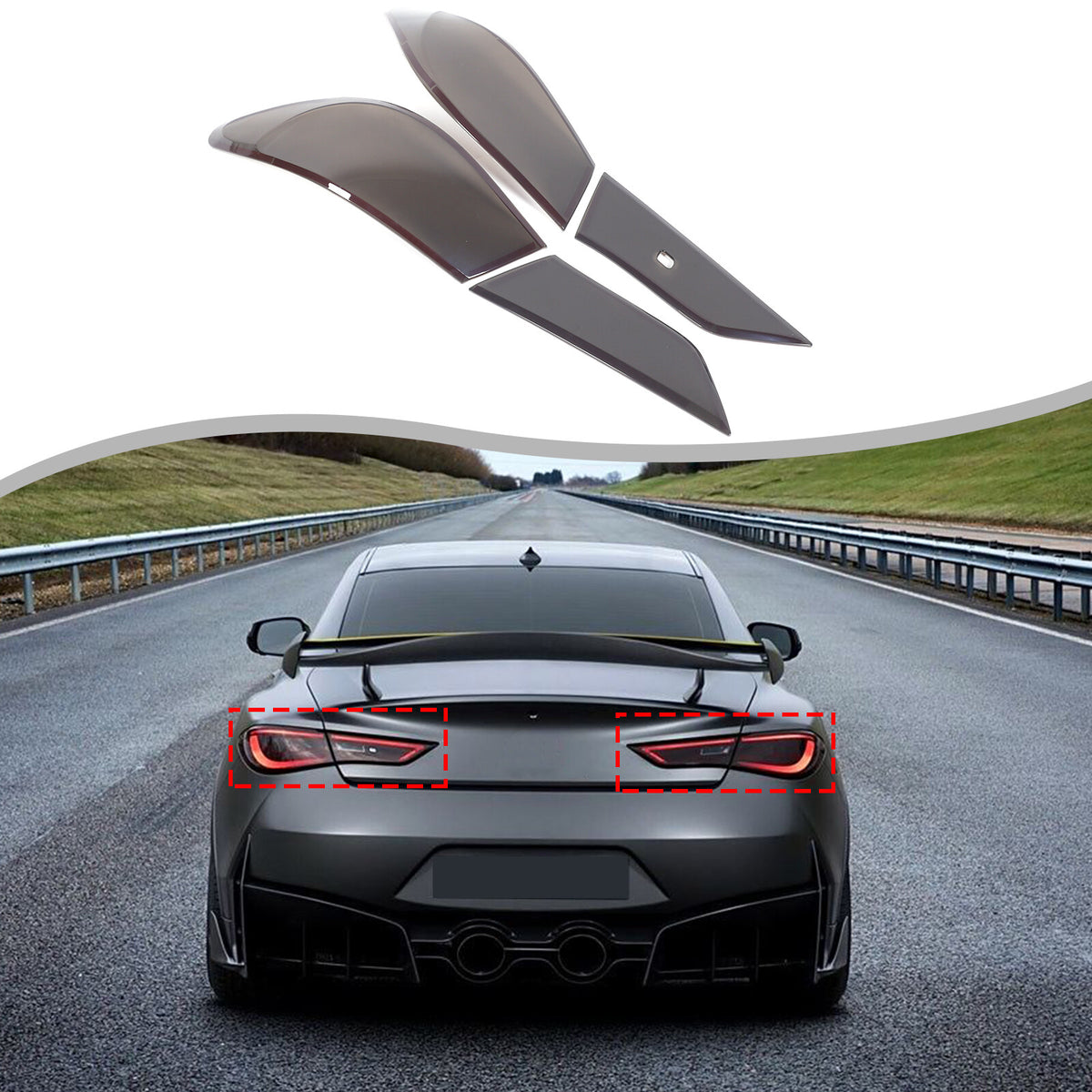 Smoked Black Rear Tail Light Guard Decor Cover Trim Bezel For Infiniti Q60 2016+ 2