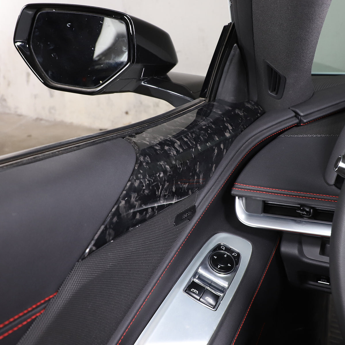 Forged Carbon Fiber Window Glass Door Upper Panel Trim For Corvette C8 2020+ US 8