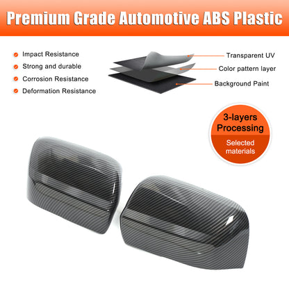 Carbon Fiber ABS Exterior Rearview Mirror Cover Trim For Nissan Titan 2016-2023 16