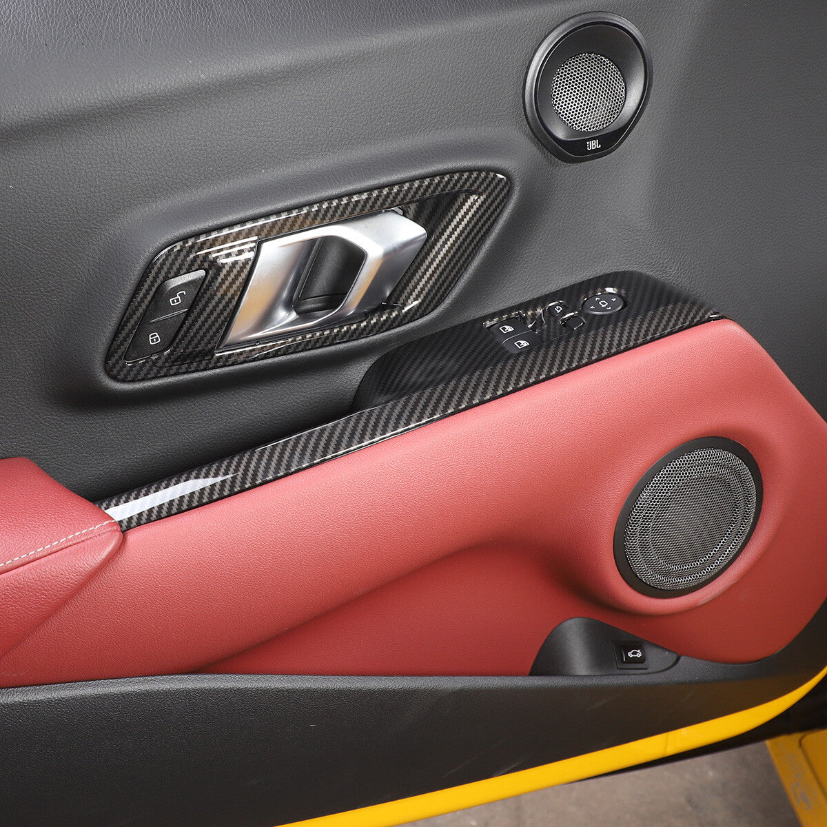 4pcs Carbon Fiber ABS Window Lift & Door handle Cover Trim For Supra A90 19-24 5