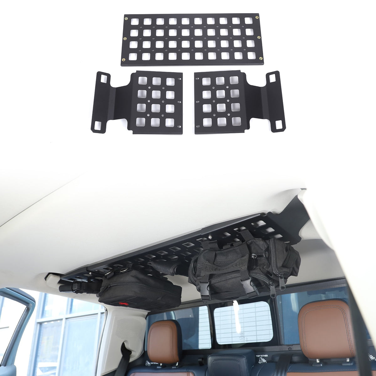 Aluminum Alloy Rear Roof Hanging Bag Rack Molle Panel For Ford Maverick 2022+ 4