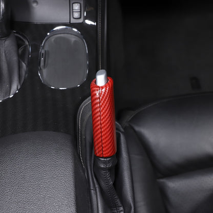 Red Carbon Fiber ABS Parking Brake Lever Sleeve Trim For Corvette C6 2005-2013 15