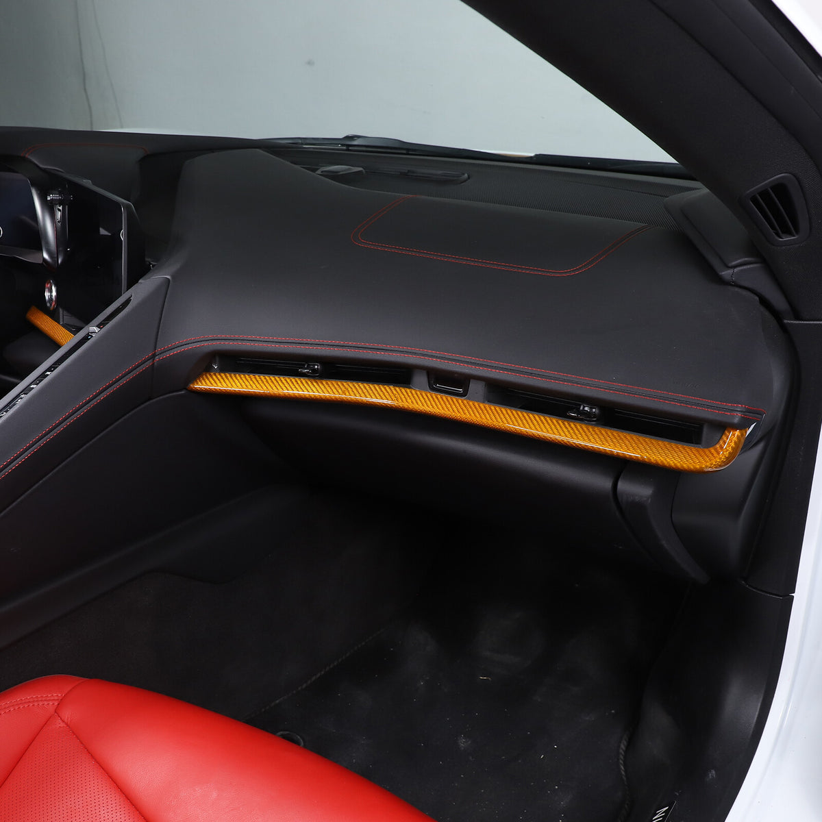 Yellow Real Carbon Fiber Console Dashboard Panel Trim For Corvette C8 Z51 20-25 12