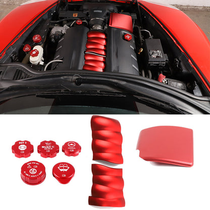 Red Aluminum Alloy Engine Intake Cover Trim Cover Set For Corvette C6 2005-13 1
