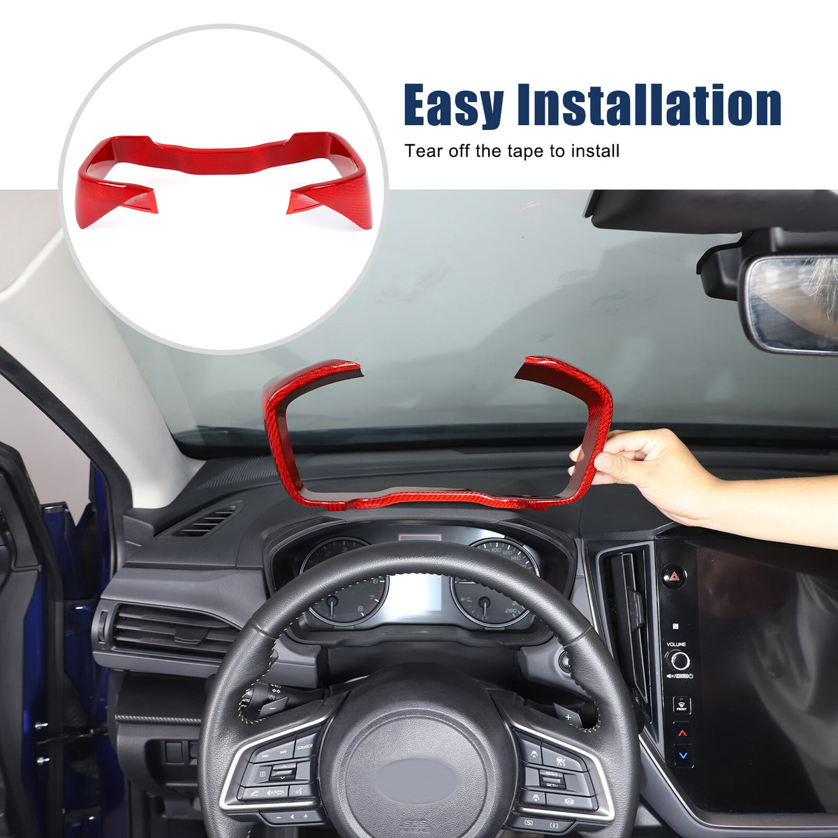 Red Real Carbon Fiber Center Dashboard Trim For Subaru Crosstrek 24+ 21