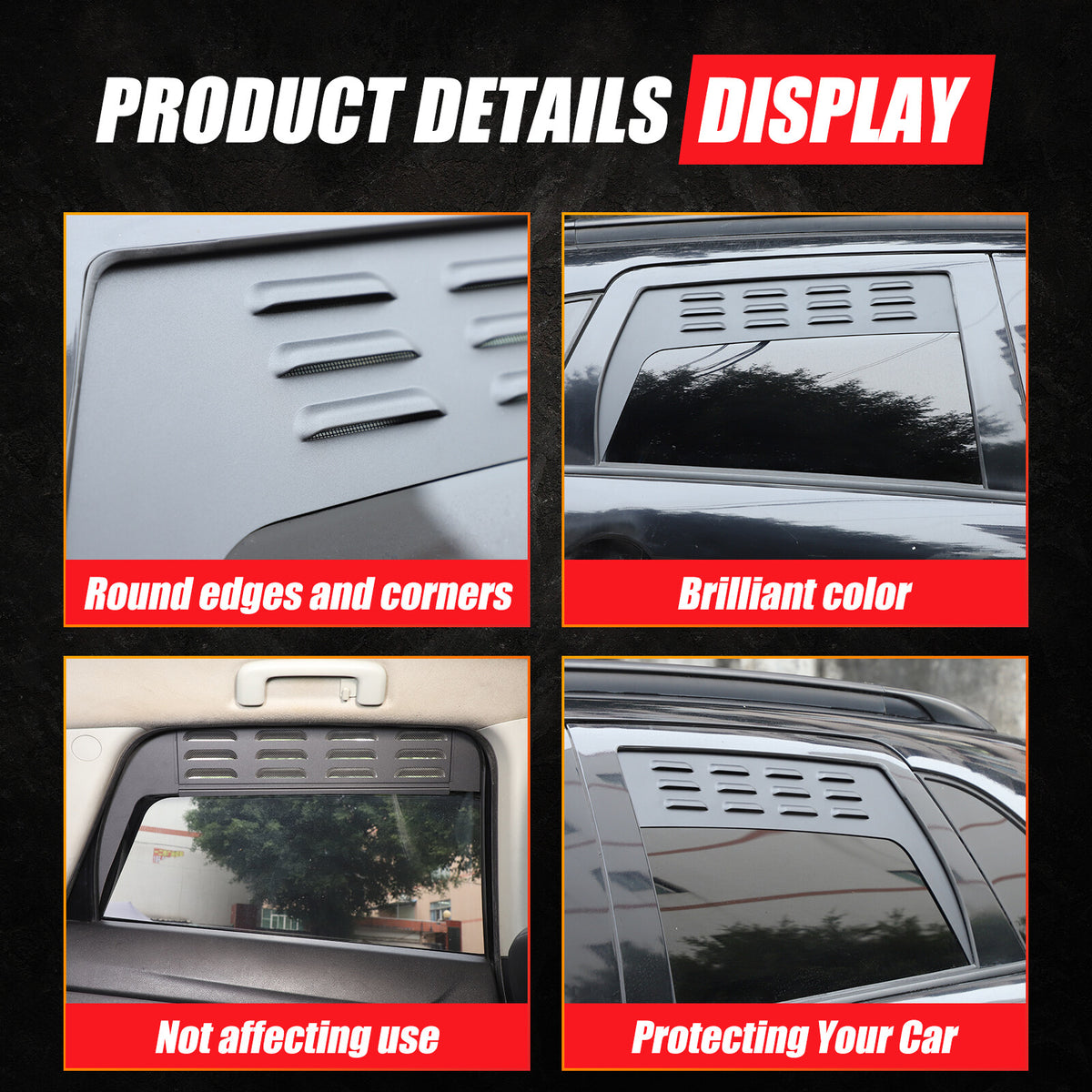 Alloy Rear Window Louver Shutter Cover Trim For Mitsubishi Outlander Sport 11-18 19