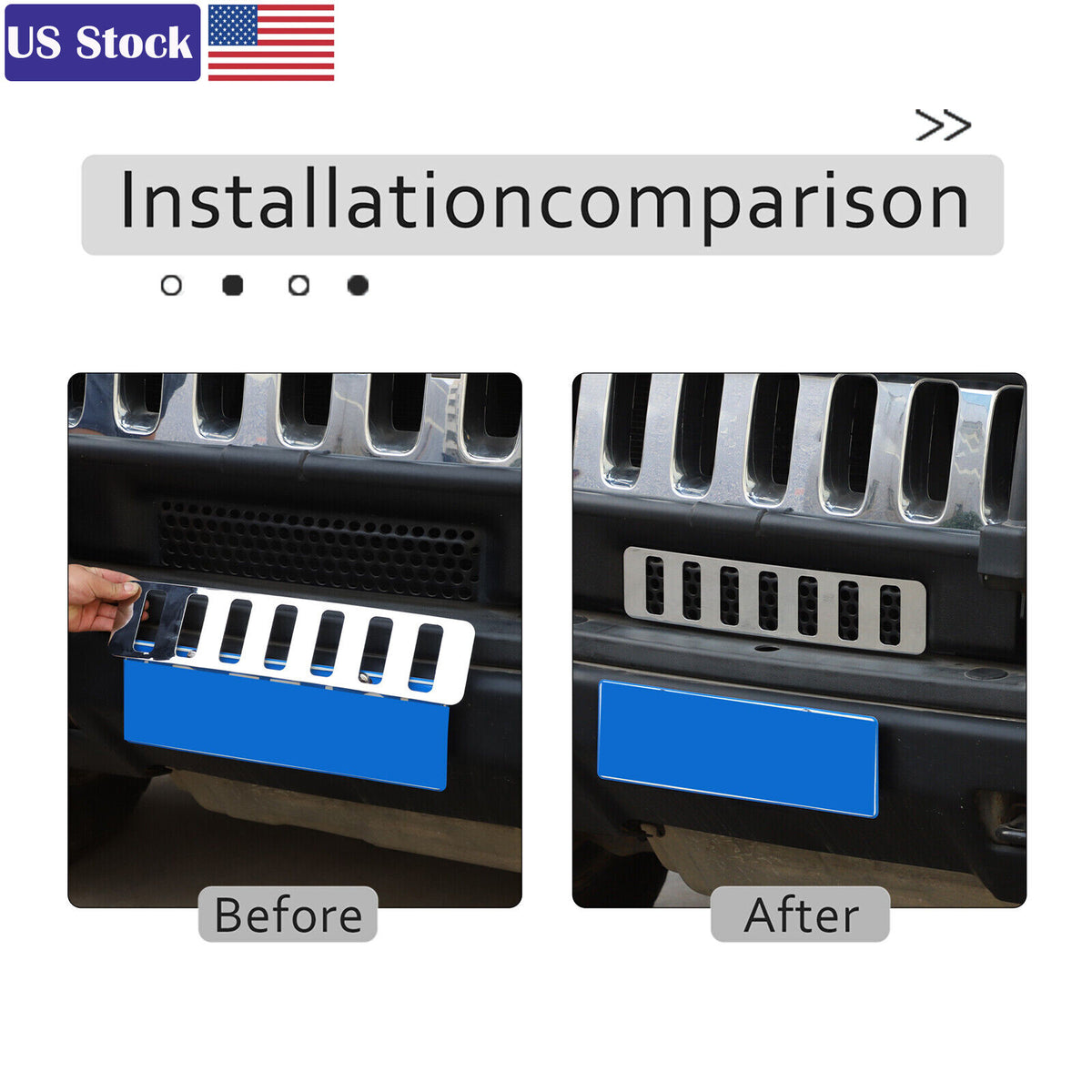 Chrome Front bumper Lower Grille Trim Cover Fit For Hummer H2 SUV SUT 2003-09 US 11