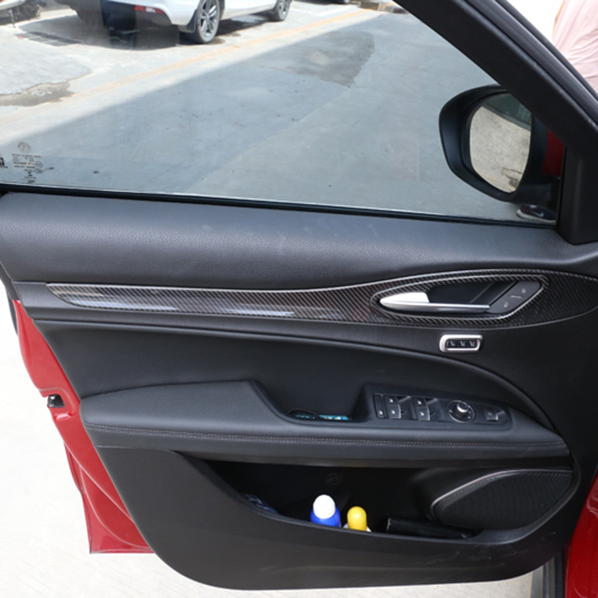 Real Carbon Fiber Inner Door Handle Trim Cover For Alfa Romeo Stelvio 2017-2020 2