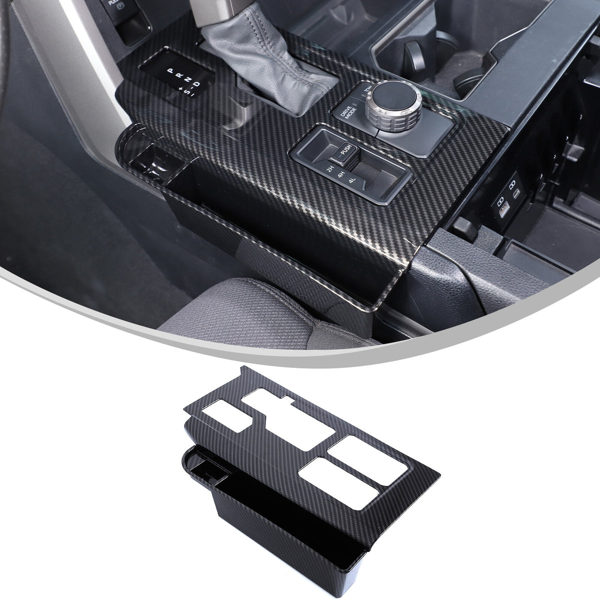 Carbon Center Console Gear Shift Panel Storage Box For Toyota Tundra/Sequoia 22+ 2