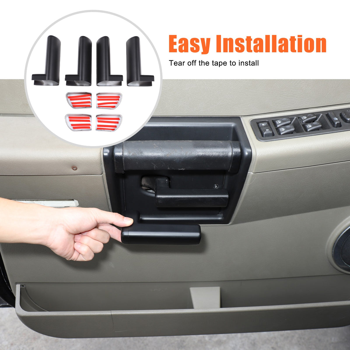 Matte Black ABS Interior Door Handle Cover Trim For Hummer H2 2003-2007 6