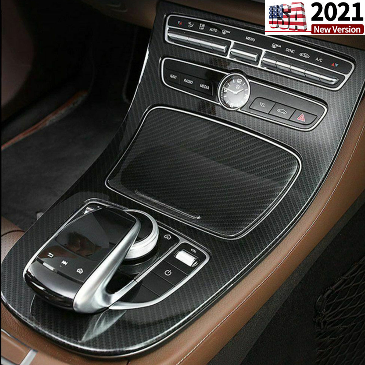 Carbon Fiber Look Center Control Panel Cover For Mercedes Benz E Class 16-2018 2