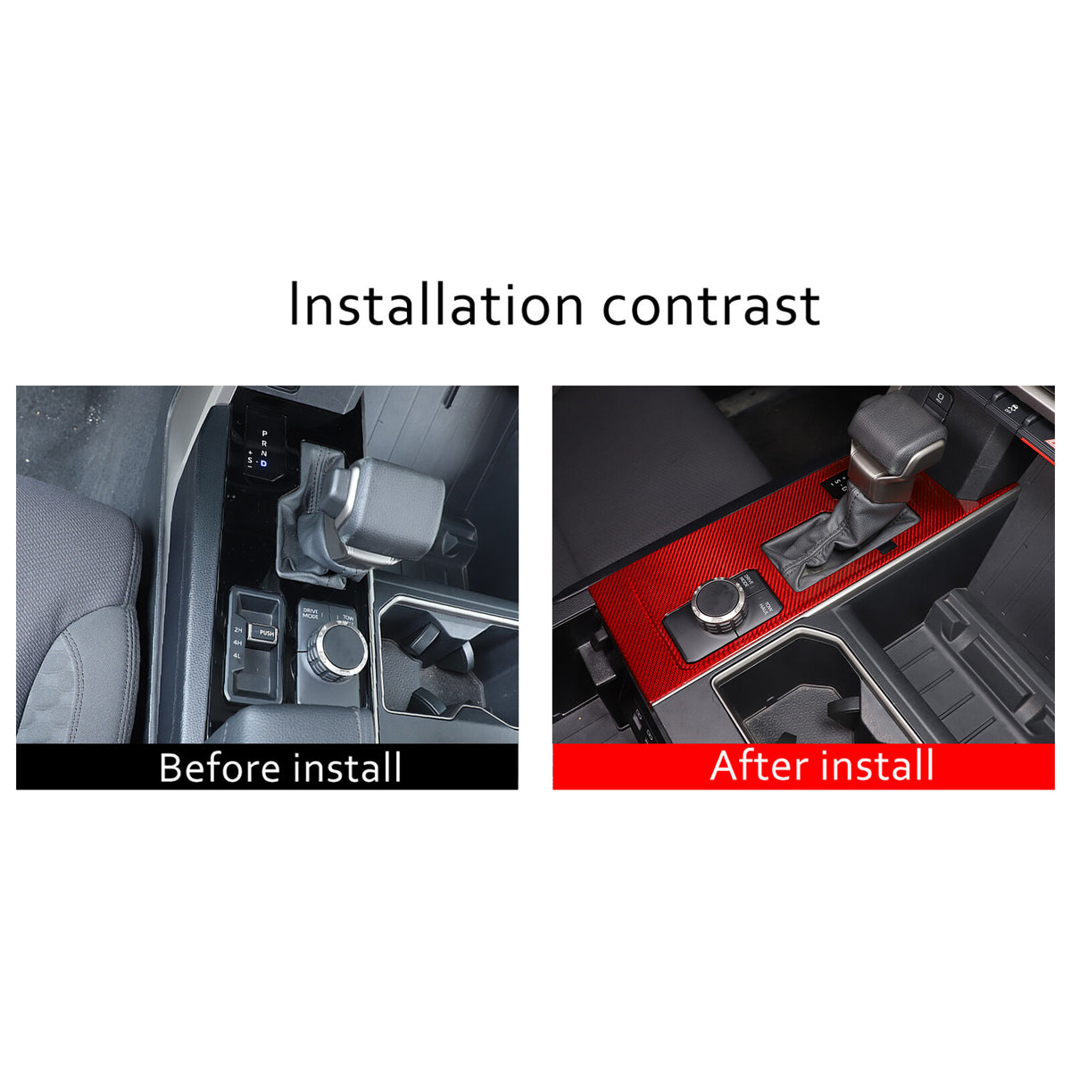 Red Real Carbon Fiber Center Console Gear Panel Cover for Toyota Tundra 2022-26 5