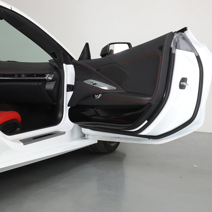 Glossy Piano Black ABS Interior Door Anti-Kick Panel Trim For Corvette C8 20+ US 19