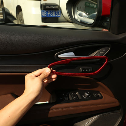 Red Real Carbon Fiber Inner Door Handle Trim For Alfa Romeo Stelvio 949 2017-20 8