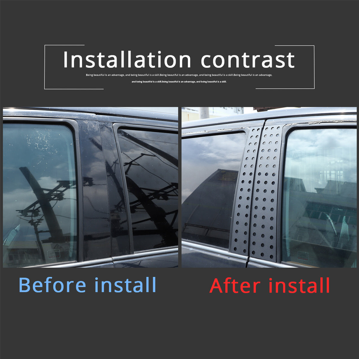 Black Aluminum Alloy Window Center Pillar Trim Panel For Toyota Tundra 2007-21 9