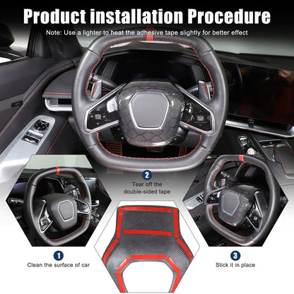 Real Honeycomb Carbon Fiber Steering Wheel Center Surround Cover For C8 Corvette 15