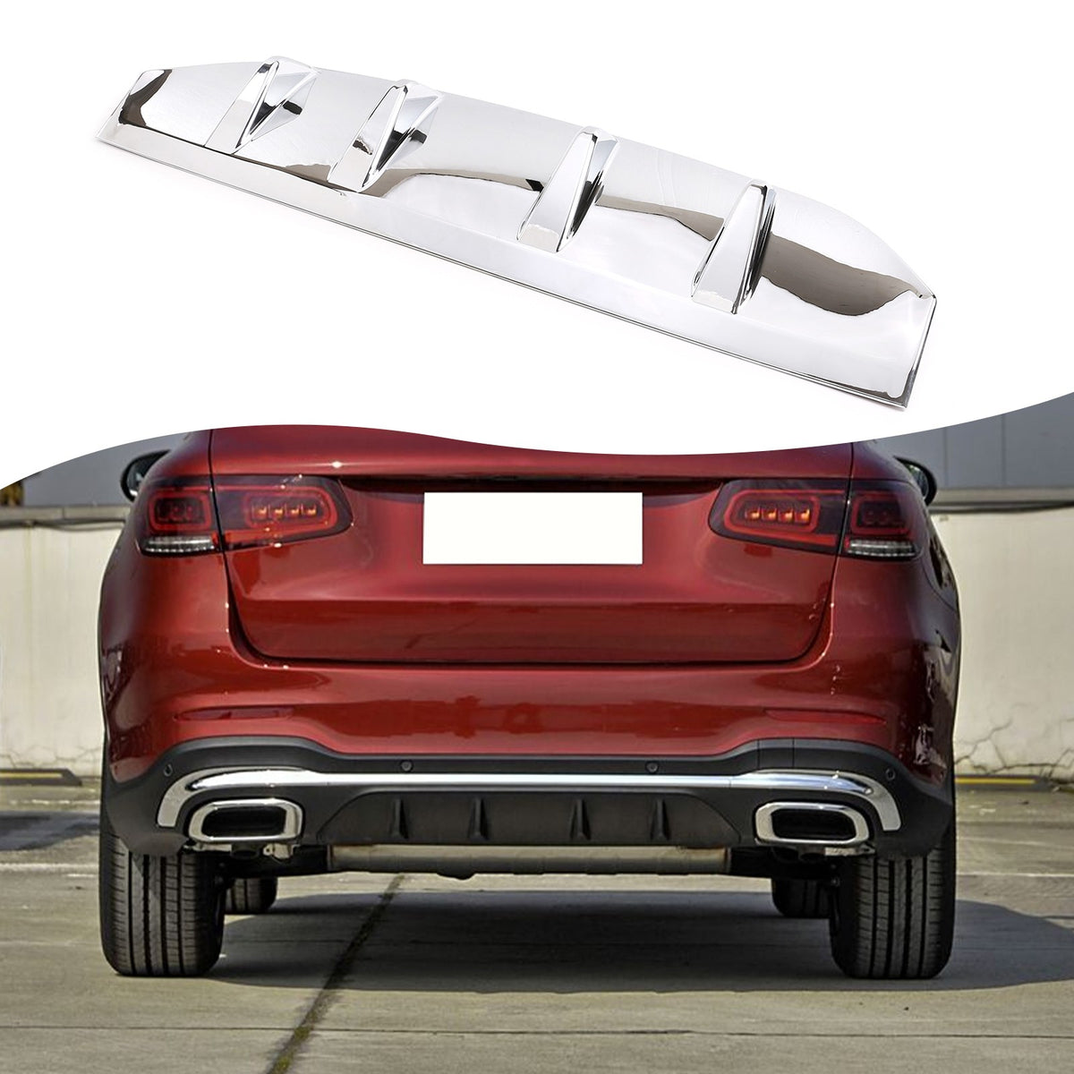 Glossy Silver ABS Rear Bumper Skid Plate For Mercedes-Benz GLC X253 2020-2021 1