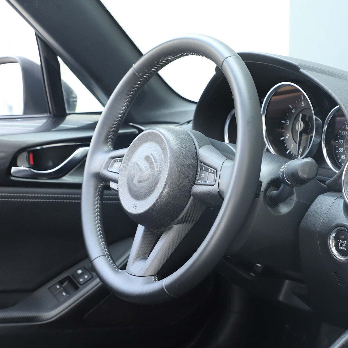 Matte Real Carbon Fiber Steering Wheel Button Trim For Mazda MX-5 Miata 2016-25 23