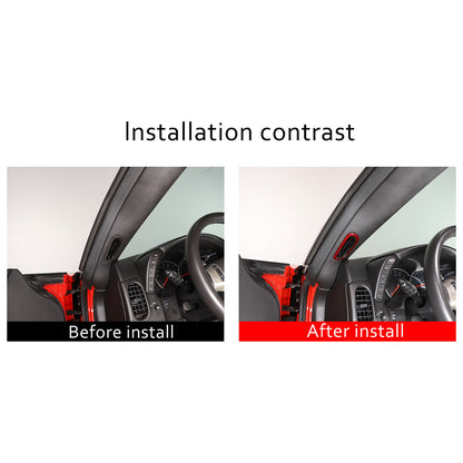 Red Carbon Fiber Interior A-pillar Speaker Frame Trim For Corvette C6 2005-2013 10