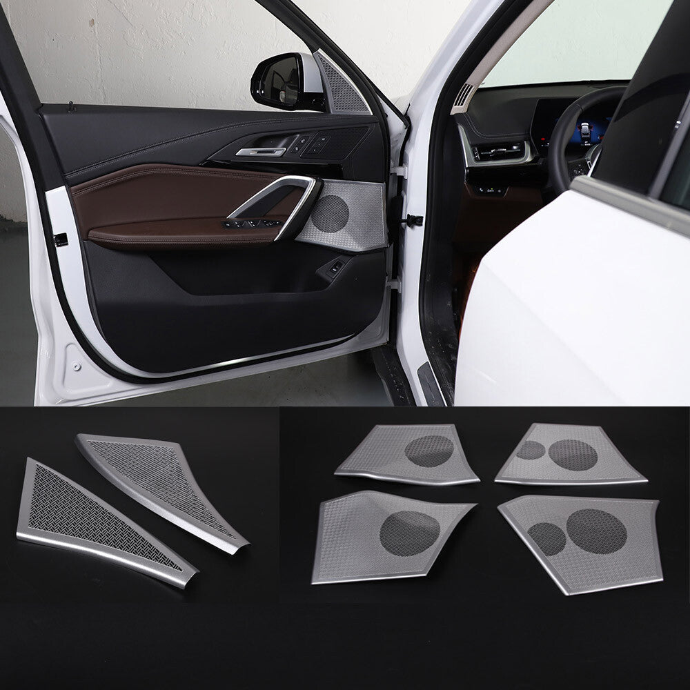 Silver Steel Front& Rear Door & Audio Speaker Tweeter Mesh Cover For BMW X1 23+ 1