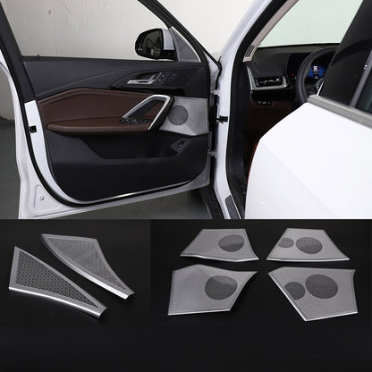 Silver Steel Front& Rear Door & Audio Speaker Tweeter Mesh Cover For BMW X1 23+ 1