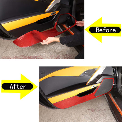 Red Carbon Fiber Door Panel Anti-kick Cover Trim For Corvette C7 2014-2019 3