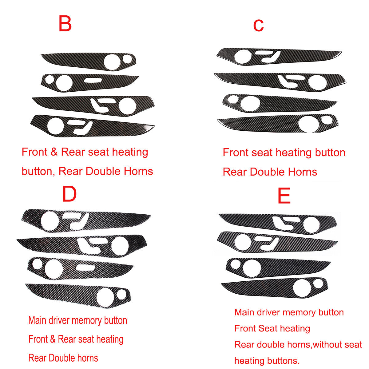 Real Carbon Fiber Interior Door Panel Trim For Benz C GLC Class W205 2014-20 5
