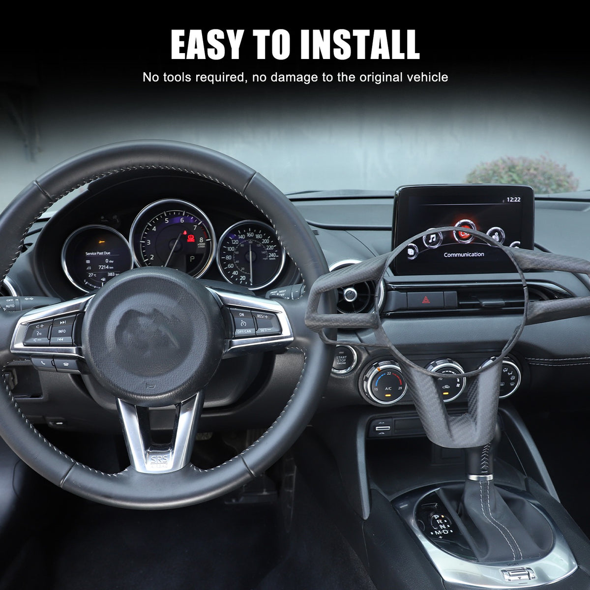 Matte Real Carbon Fiber Steering Wheel Button Trim For Mazda MX-5 Miata 16-25 8