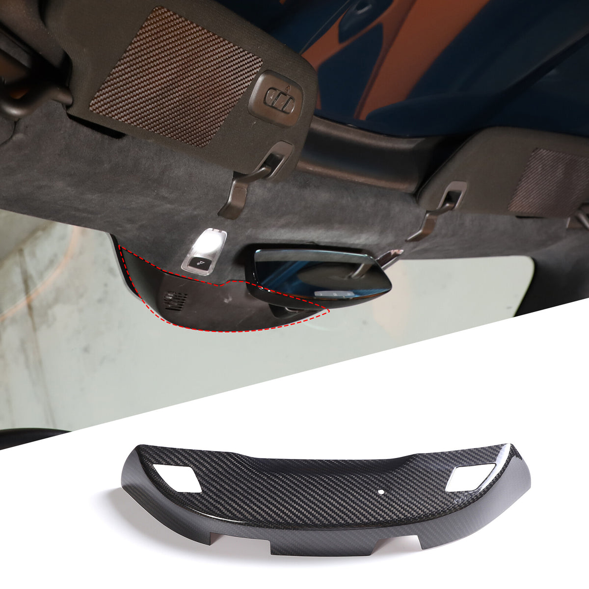 Real Carbon Fiber Inner Rearview Mirror Panel Cover Trim For Corvette C7 14-19 10