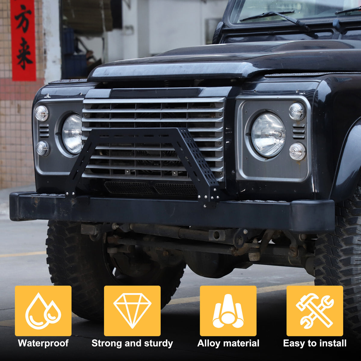 Black Bull Nudge Bar Bumper Guard A Bar For Land Rover Defender L316 2004-19 13