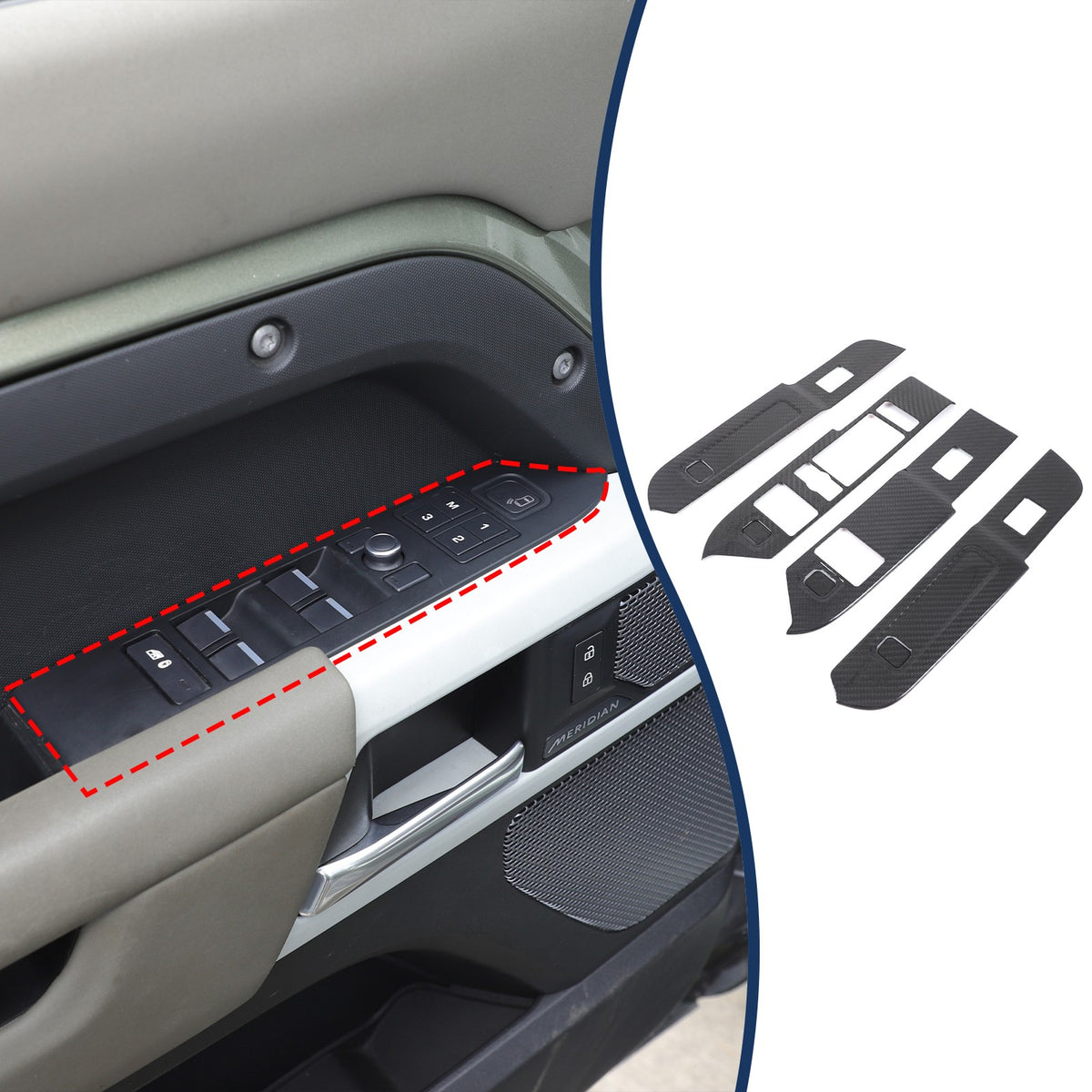 Real Carbon Fiber Window Lift Switch Trim For Land Rover Defender 110 L663 20-23 10