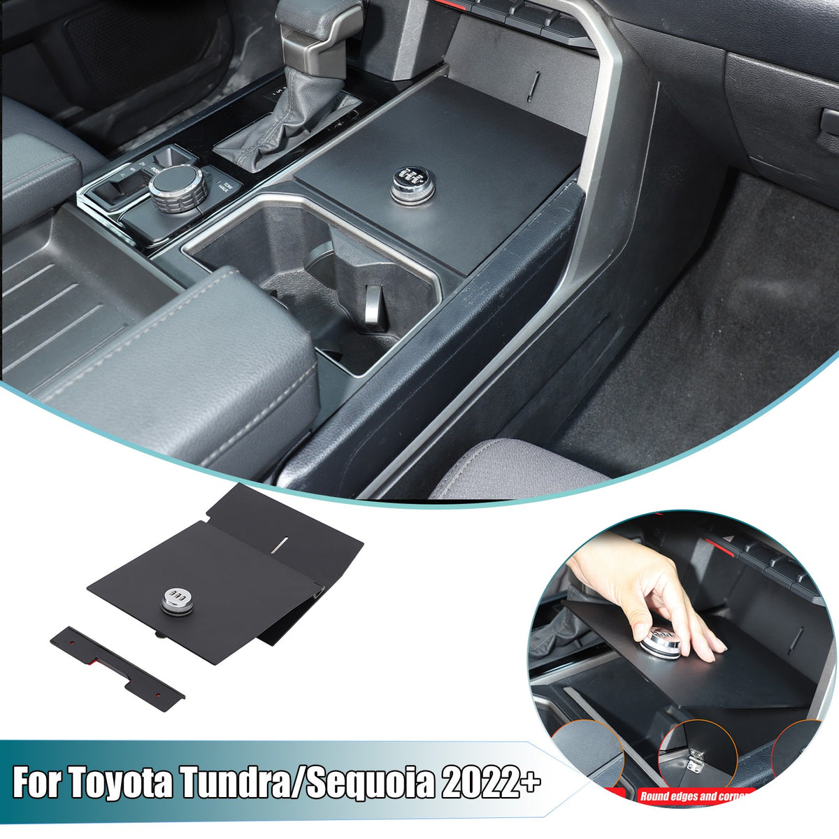 Aluminum Center Console Storage Slot Lock Box Tray For Toyota Tundra/Sequoia 22+ 1
