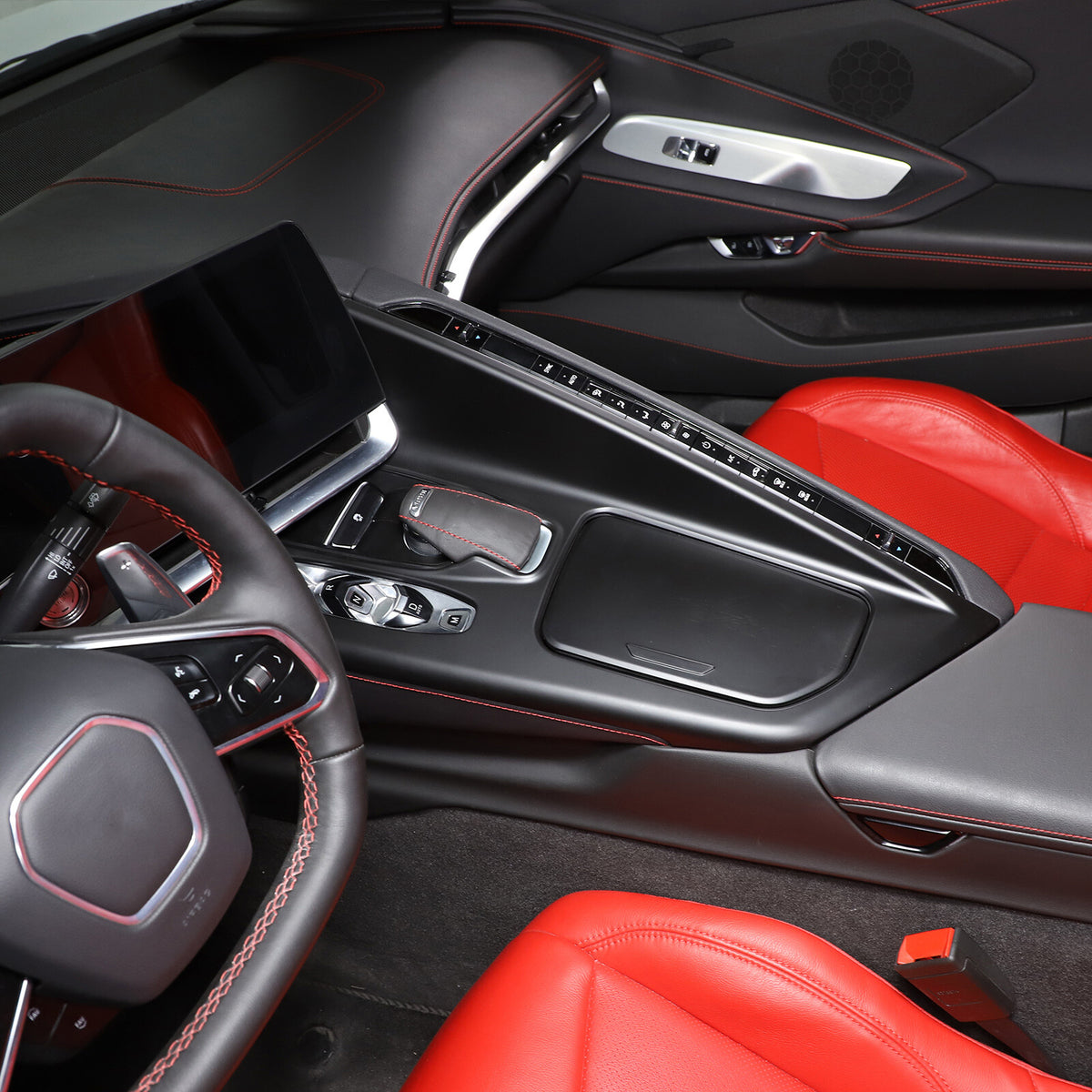 Matte Black ABS Full Interior Set Cover Trim Kit For Corvette C8 2020-25 - Styles 6-10 45