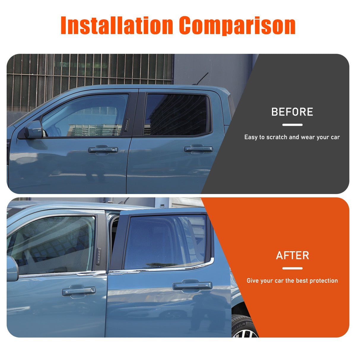 Silver ABS Lower Window Molding Trim For Ford Maverick 2022+ US 11