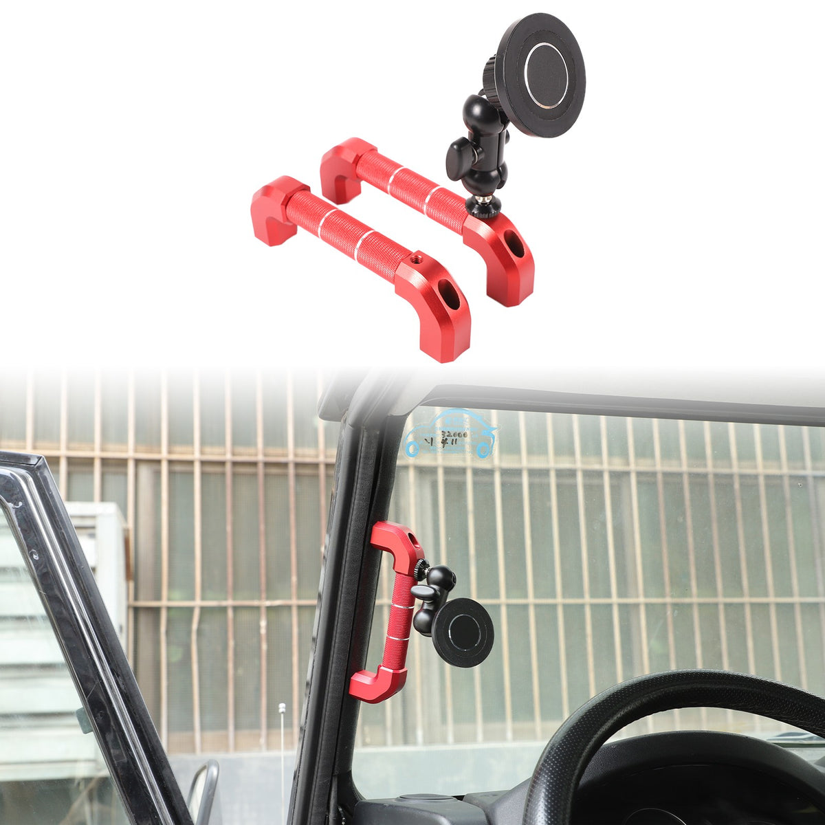 Replace Red A-Pillar Handle W/Phone Mount For LR Defender L316 2004-2018 1