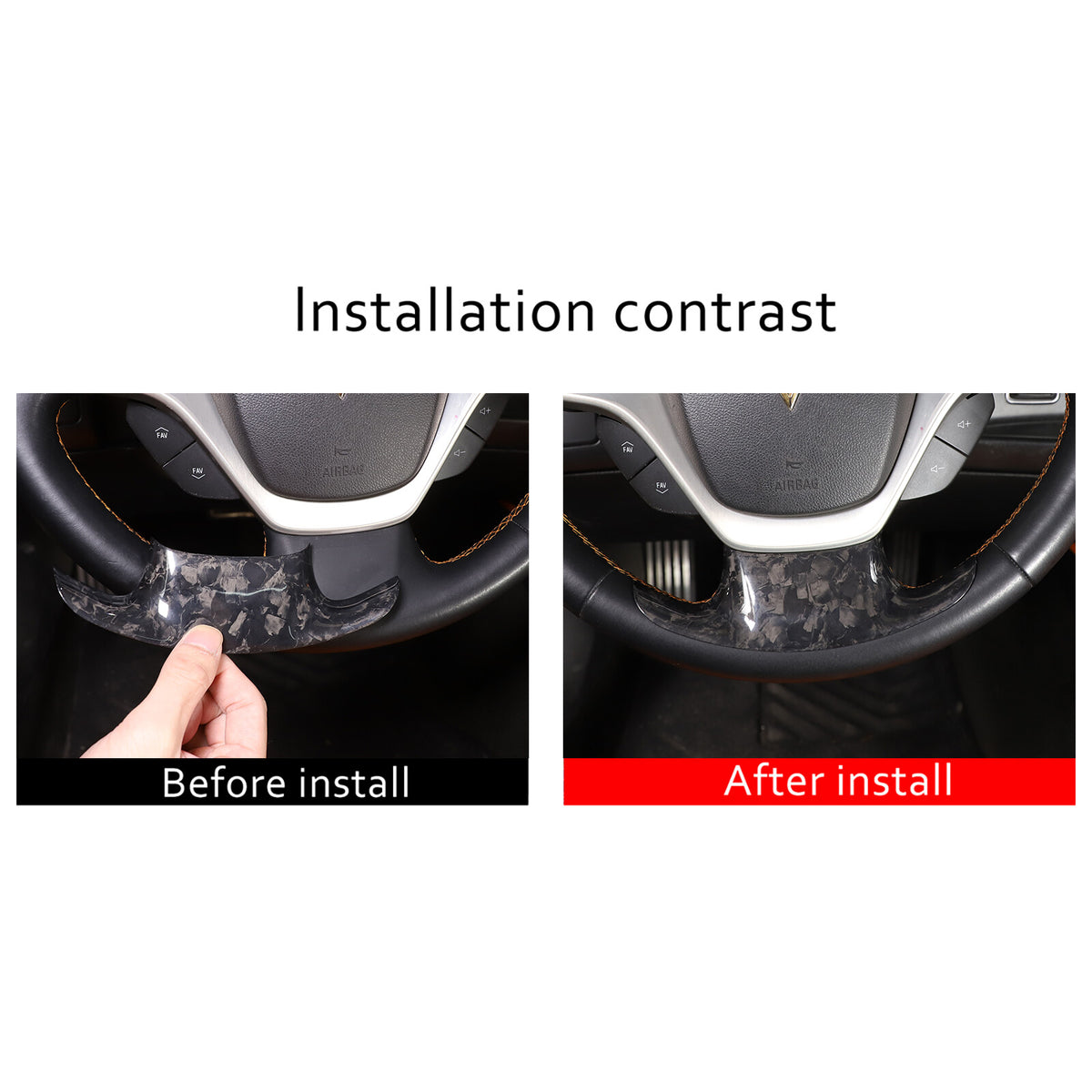 Forged Carbon Fiber interior Steering Wheel Cover Trim for Corvette C7 2014-2019 11