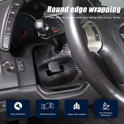 Real Dry Carbon Fiber Steering Wheel Base Lower Trim For Corvette C6 2005-2013 11