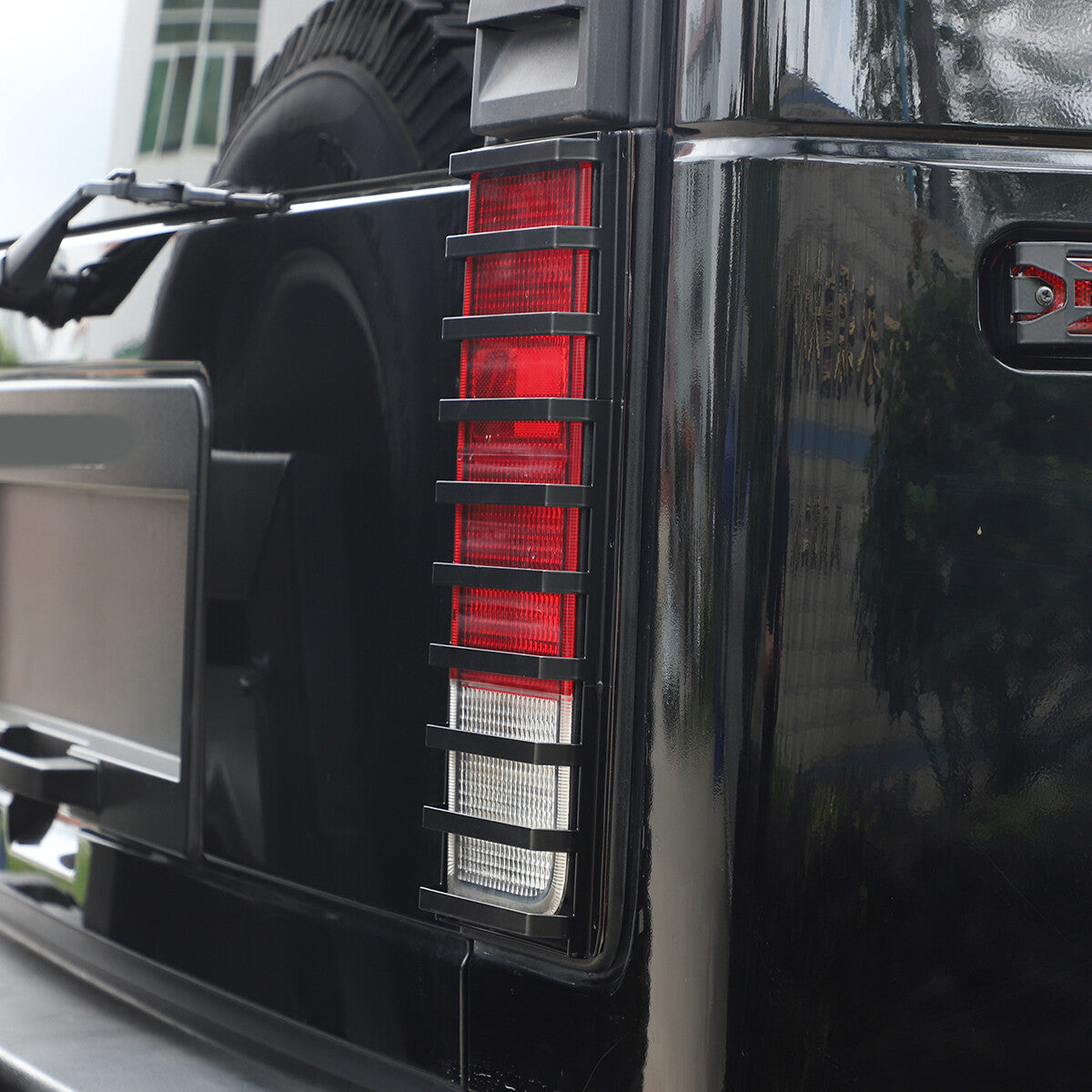 Carbon Steel Rear Tail Light Grille Guard Cover Trim Protection For Hummer H2 5