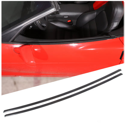 Real Carbon Fiber Door Window Sill Trim Decor Strips For Corvette C6 2005-2013 2