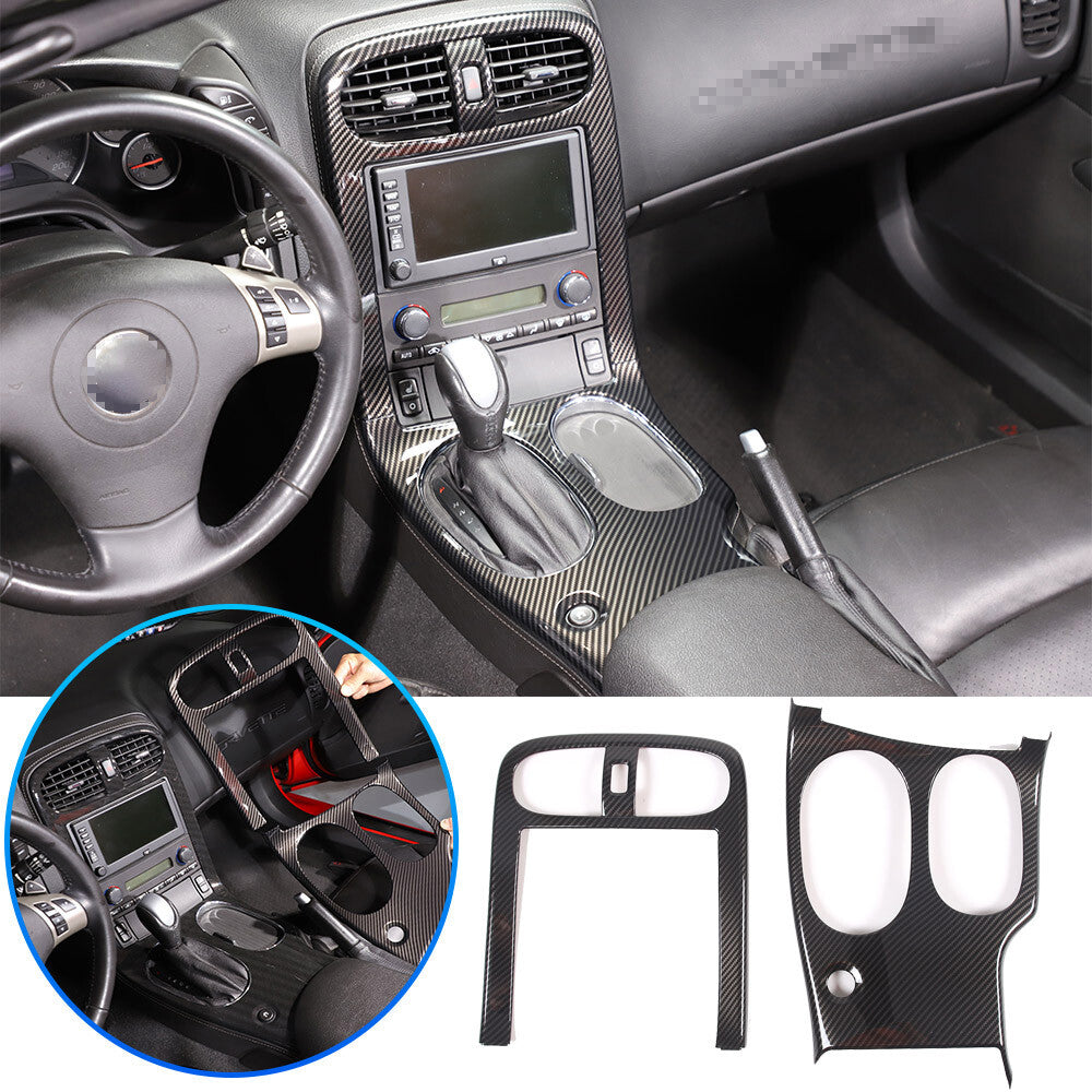 16xCarbon Fiber ABS Interior Center Console Panel Cover Trim Set For Corvette C6 2