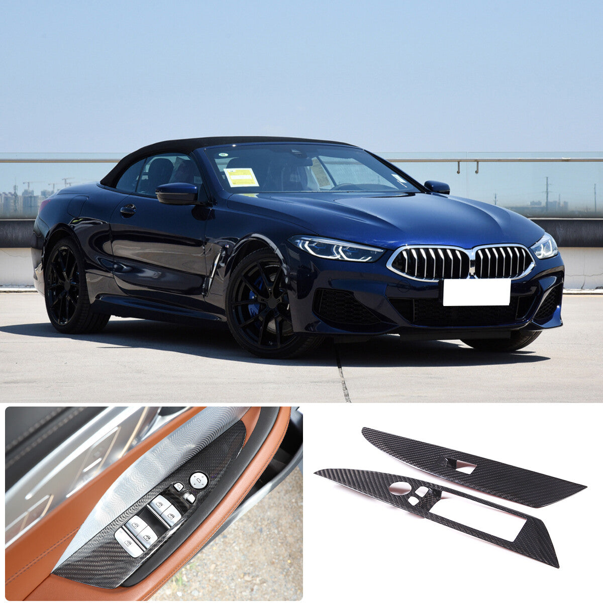 Carbon Fiber Window Lift Trim Cover For BMW 8 Series G14 G15 840i M850 2019-2022 3