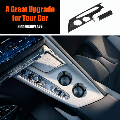 Carbon Fiber ABS Center Console Gear Shift Panel Trim Cover For Corvette C8 26+ 20