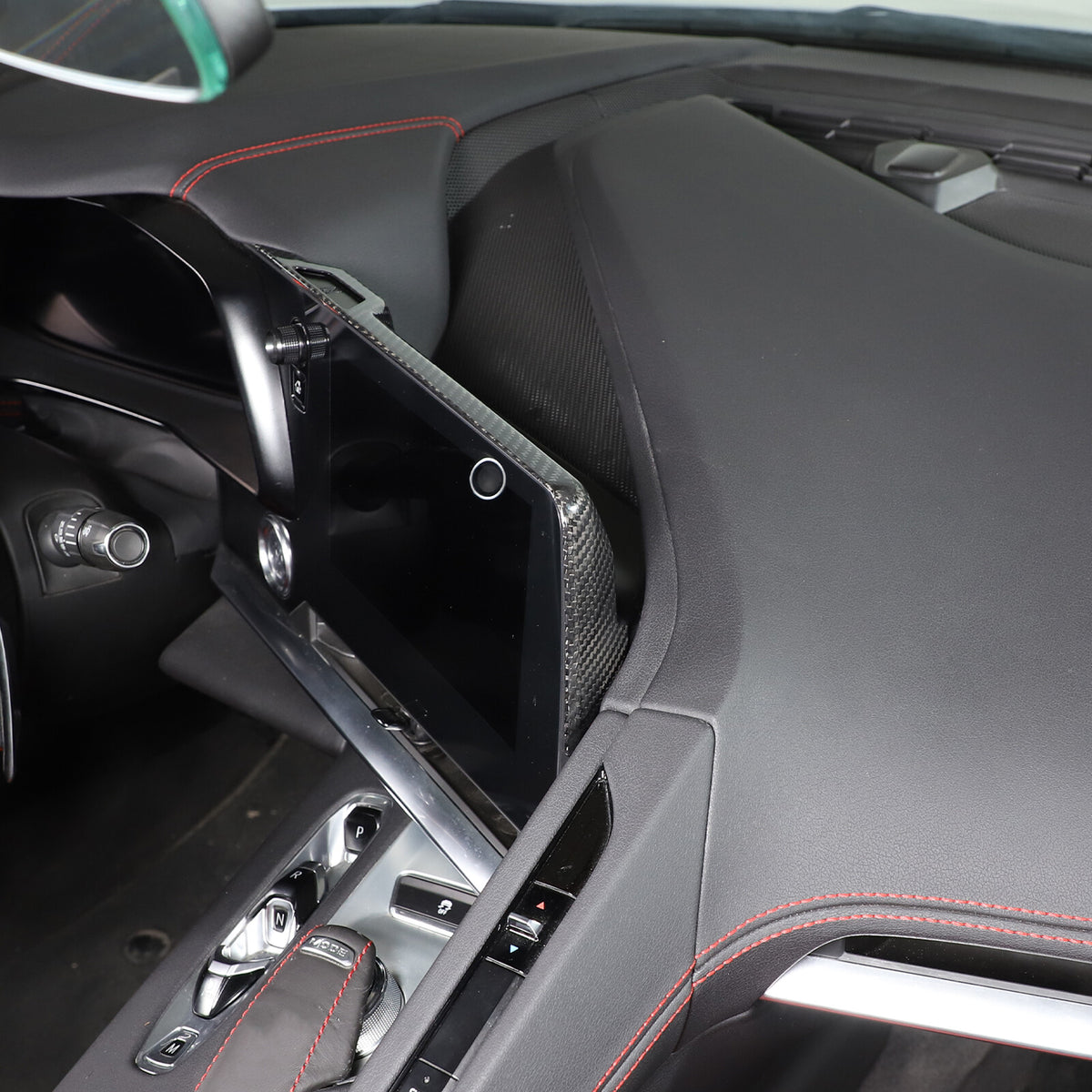 Real Carbon Fiber Center Console Screen Back Frame Trim For Corvette C8 2020-25 10